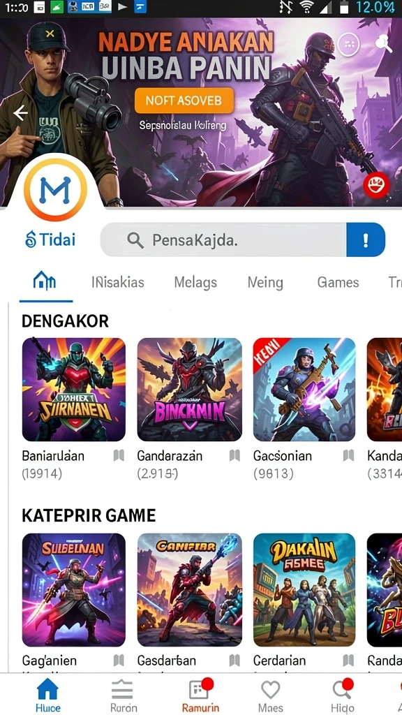 surga11 - Menampilkan layar utama dengan pilihan permainan slot.